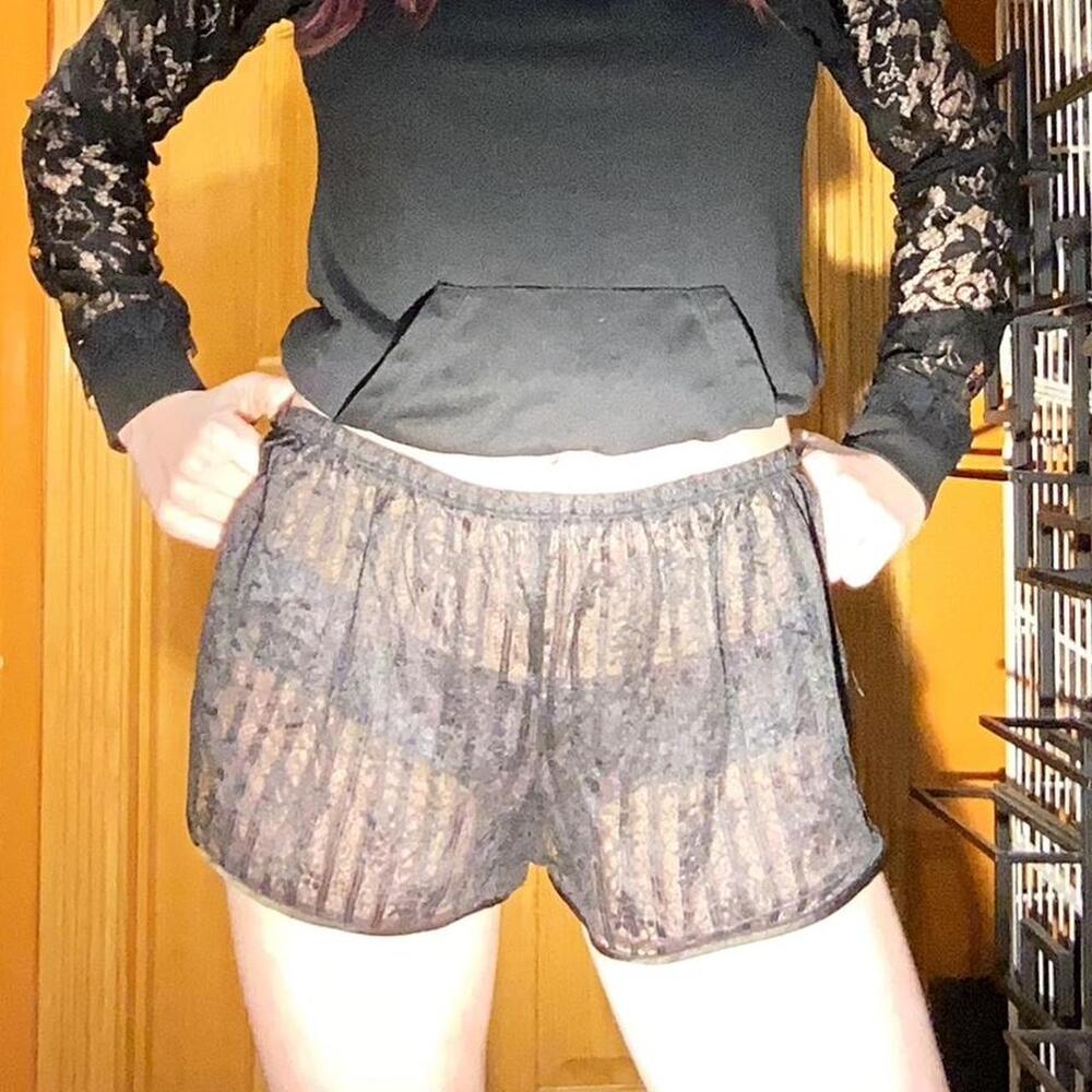 Black lace vintage victorias secret booty shorts